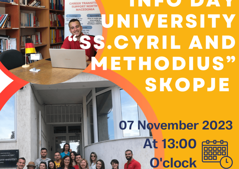 Info day University “Ss. Cyril and Methodius” Skopje 07.11.2023 / 13:00